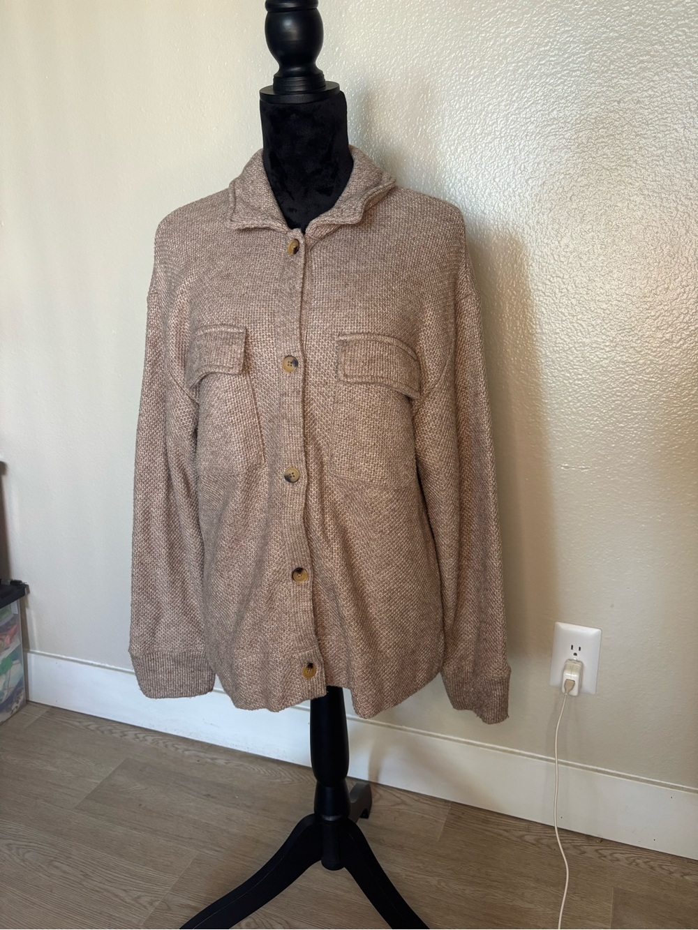 Thread & Supply Cozy Knit Brown Shacket Size Large